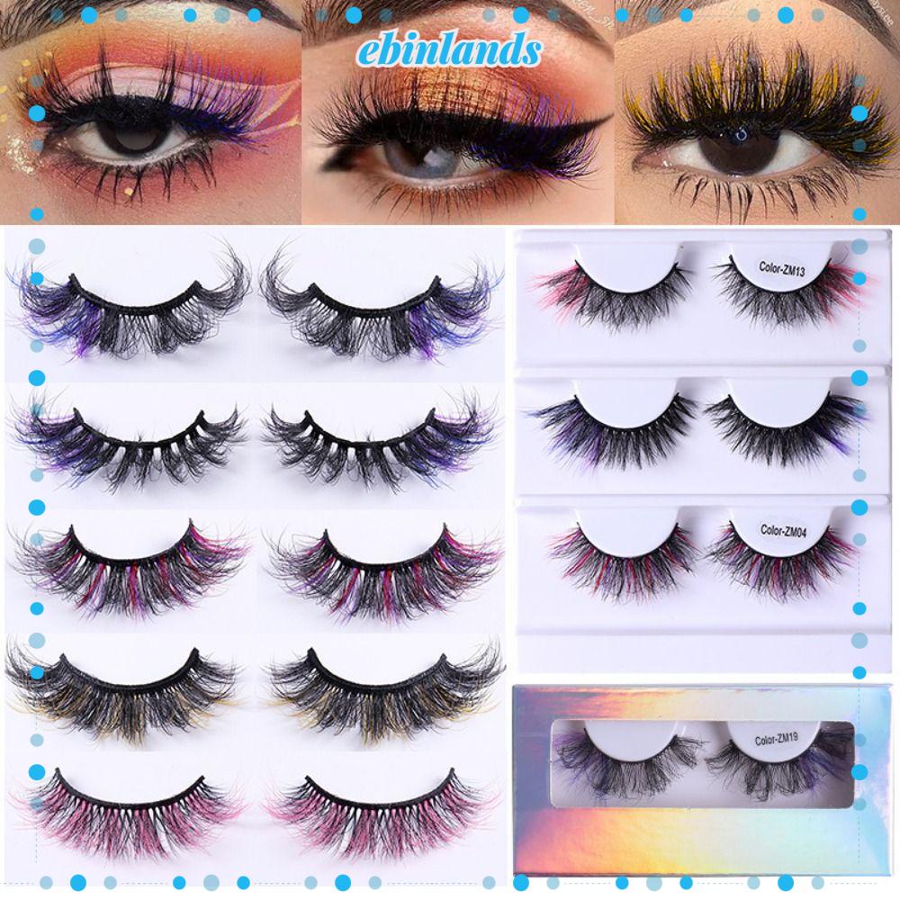 Cặp Lông Mi Giả 3D Màu Đơn Sắc Bằng Polychrome Trang Điểm Tiệc Halloween