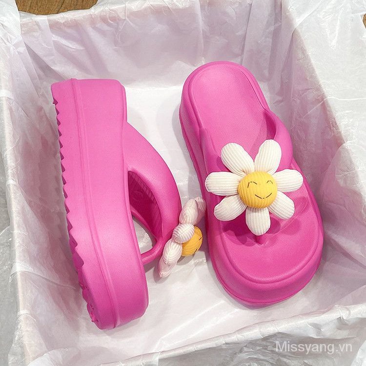Dép Sandal 7cm Đính Hoa Dễ Thương Thoải Mái Thời Trang Mùa Hè Cho Nữ