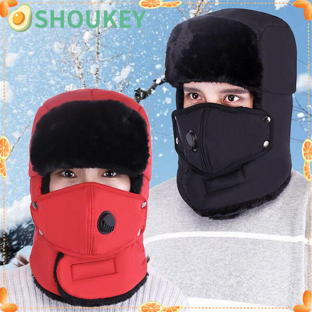 Mũ Trùm Đầu Bằng Cotton Phủ Lông Chống Gió Chống Nước Cho Nam Nữ SHOUKEY Ushanka