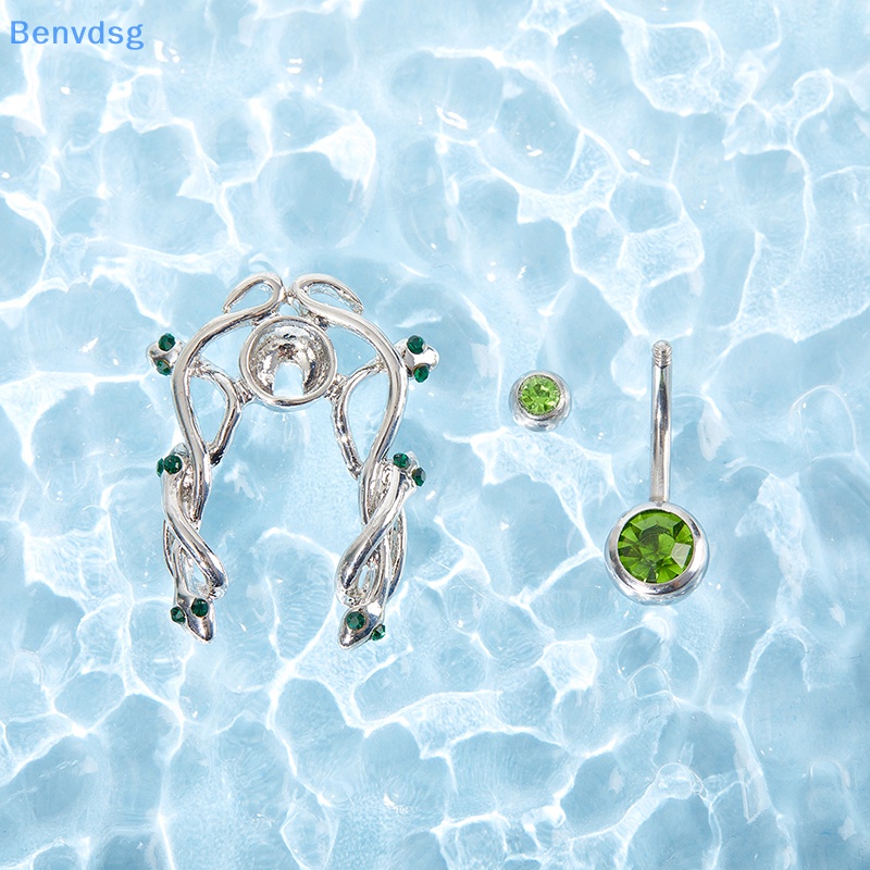 Benvdsg &gt; Khuyên Rốn Bằng Thép Không Gỉ Hình Rắn Đính Đá Xanh Lá Sáng Tạo Không Gây Dị Ứng Cho Nữ