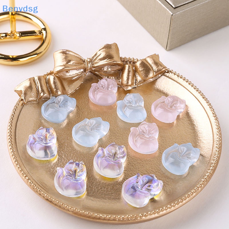 Set 10 Mặt Vòng cổ Thủy Tinh Hình Cáo Dễ Thương Có Lỗ Làm Kẹp Tóc / Vòng cổ DIY