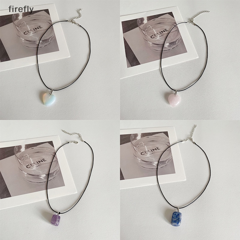 Vòng cổ Mặt Đá Vuông / Trái Tim Màu Đen Phong Cách Cổ Điển Thời Trang Cho Nam Và Nữ