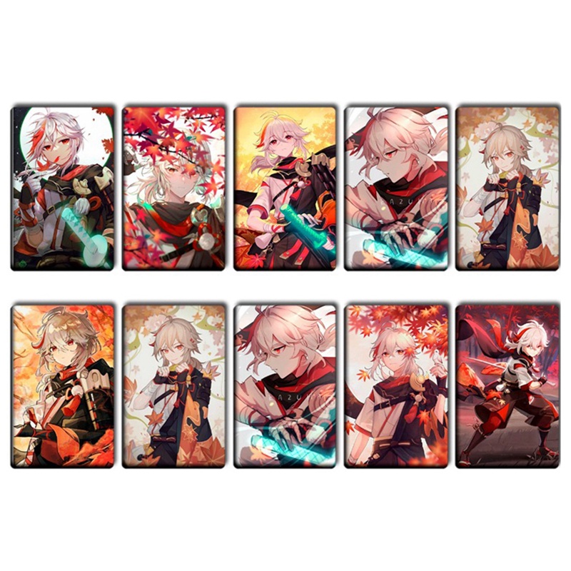 Set 10 Miếng Dán Thẻ Tín Dụng Ngân Hàng Chống Nước In Hình Anime Genshin Va Chạm