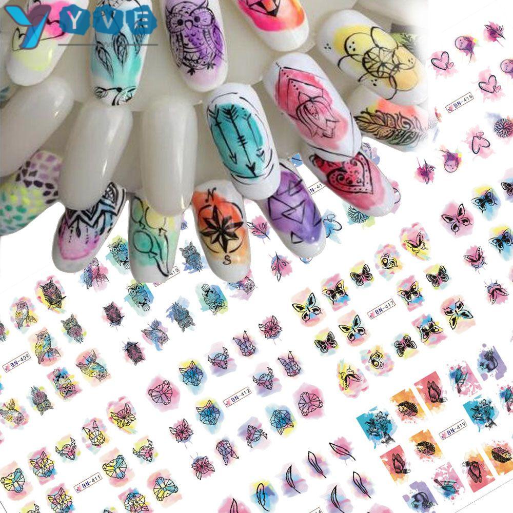 Miếng Dán Trang Trí Móng Tay Họa Tiết Hoa &amp; Động Vật Nhiều Màu Thời Trang DIY