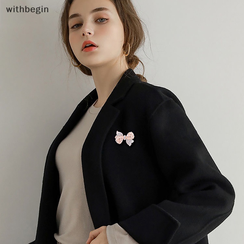 Wuli&amp;amp;Ghim Cài Áo Hình Nơ Đính Ngọc Trai Lấp Lánh Thời Trang Cho Nữ