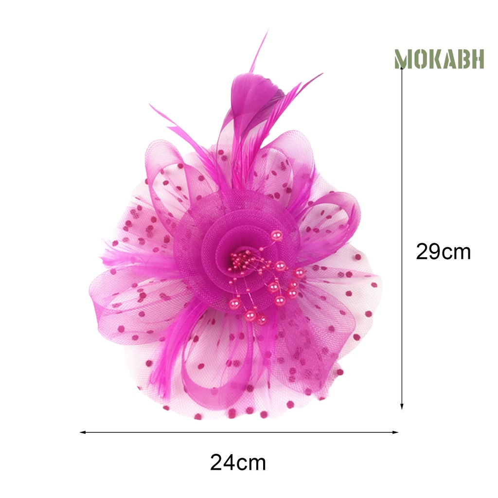 [Mokabh] Kẹp Tóc Trang Trí Hình Hoa / Chấm Bi / Mũ Lưới Bằng Kim Loại Đính Ngọc Trai Giả Cho Tiệc Tùng