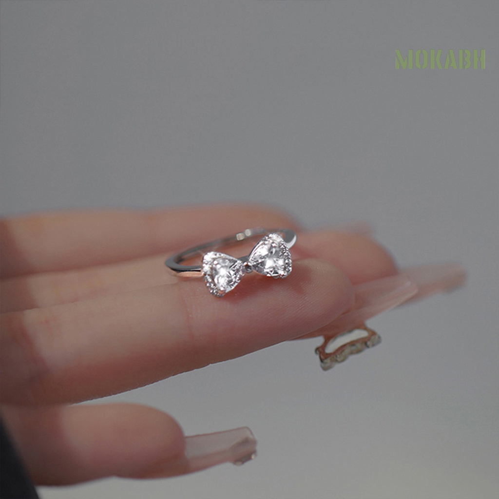 Nhẫn Hở Hình Nơ Đính Đá Lấp Lánh Dễ Phối Đồ Thời Trang Dự Tiệc Cho Nữ