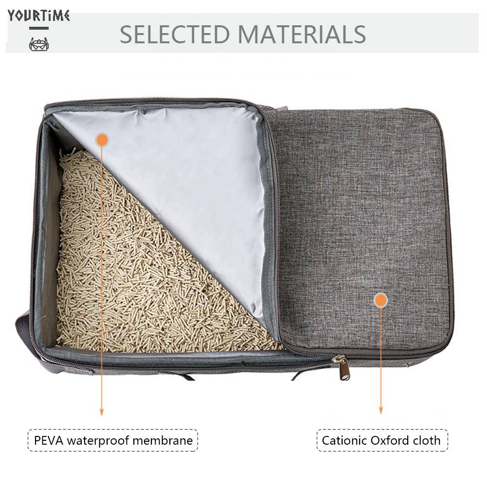 Hộp Đi Vệ Sinh Di Động Hình Chữ Nhật Có Thể Gập Lại Kèm Xẻng Cho Mèo