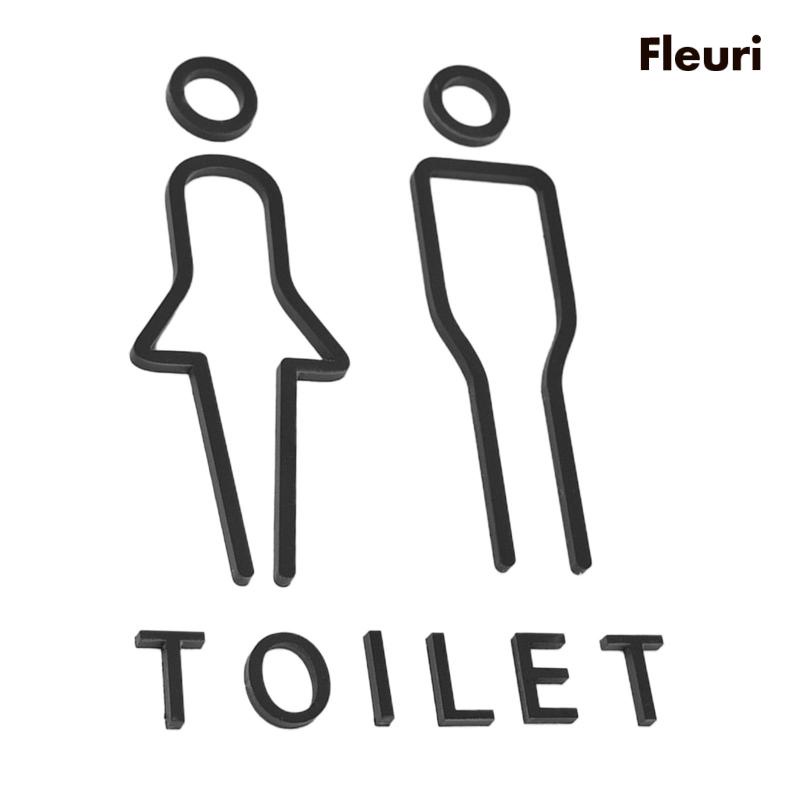 [Fleurir] Set 2 Bảng Hiệu Toilet Phong Cách Bắc Âu Trang Trí Khách Sạn / Phòng Tắm Không Cần Khoan Lỗ