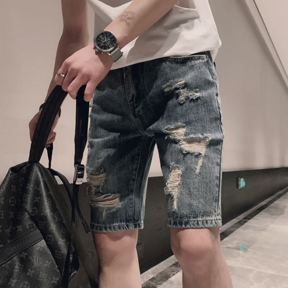 Quần Short Denim Rách Thời Trang Mùa Hè Hàn Quốc 2023 Mới Cho Nam