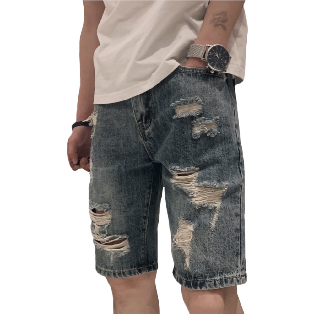 Quần Short Denim Rách Thời Trang Mùa Hè Hàn Quốc 2023 Mới Cho Nam