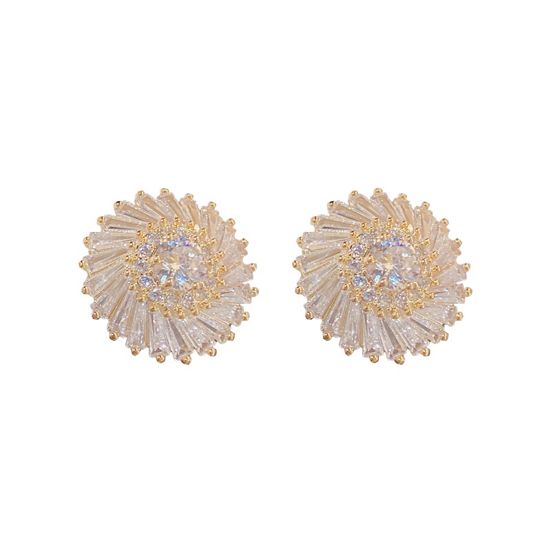 Bông Tai Hình Hoa Hướng Dương Đính Đá Zircon Sang Trọng
