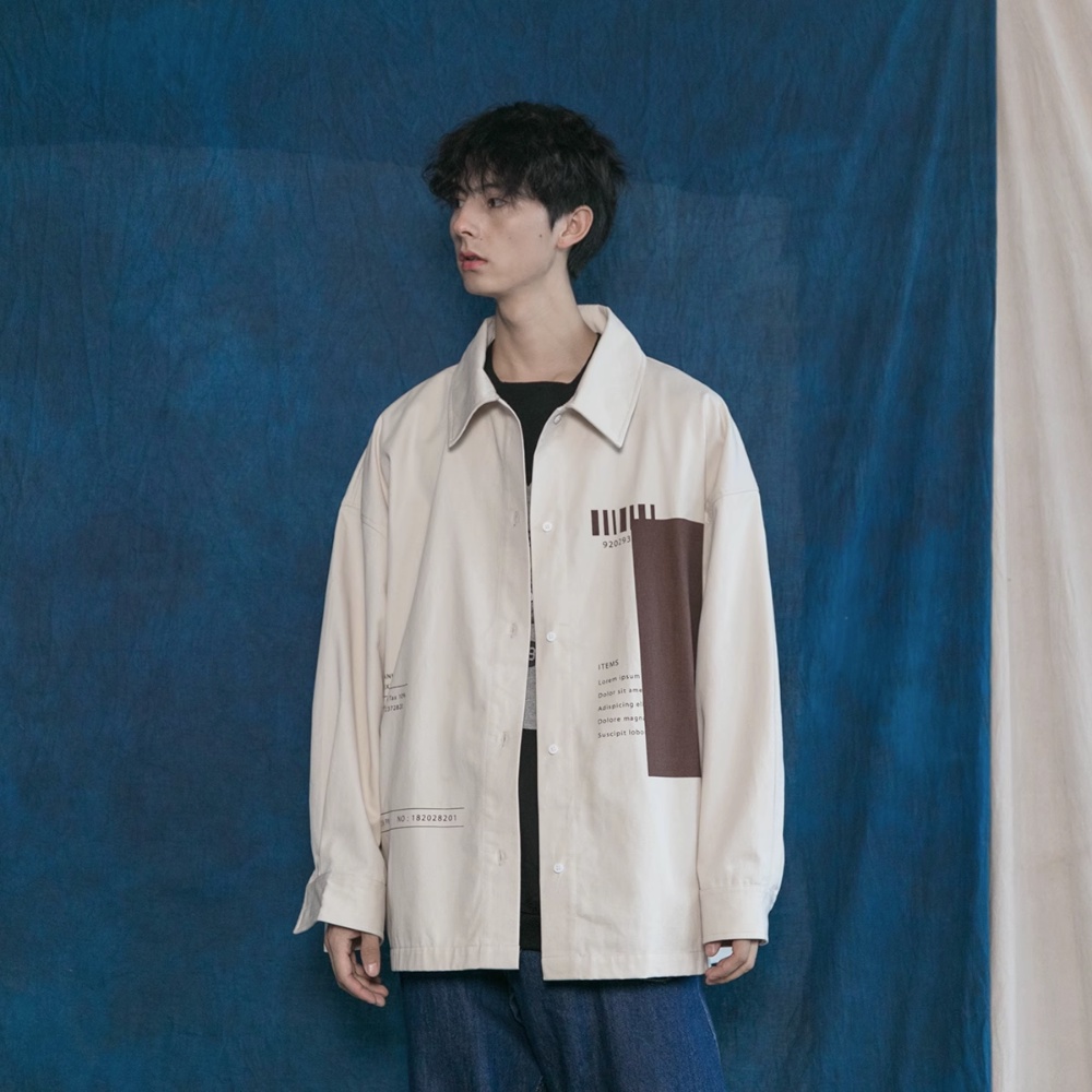 Áo Khoác Dáng Rộng In Chữ Tiếng Anh Màu Sắc Retro Nhật Bản Dễ Phối Đồ Thời Trang Mùa Xuân Cho Nam Và Nữ