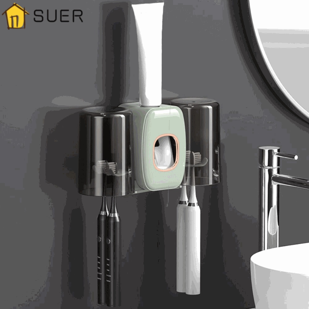 Giá Đỡ Bàn Chải Đánh Răng Tự Động Bằng Nhựa Màu Đen / Xanh Lá