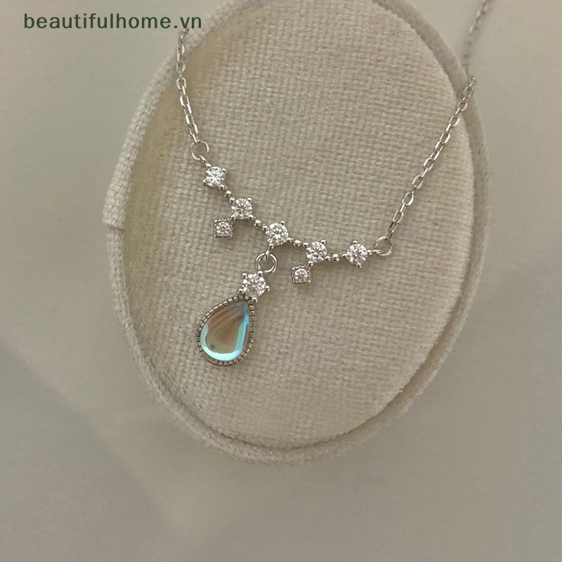 [beautifulhome] Vòng cổ Đính Đá Mặt Trăng Hình Giọt Nước Sáng Tạo Thời Trang Cho Nữ [beauty]