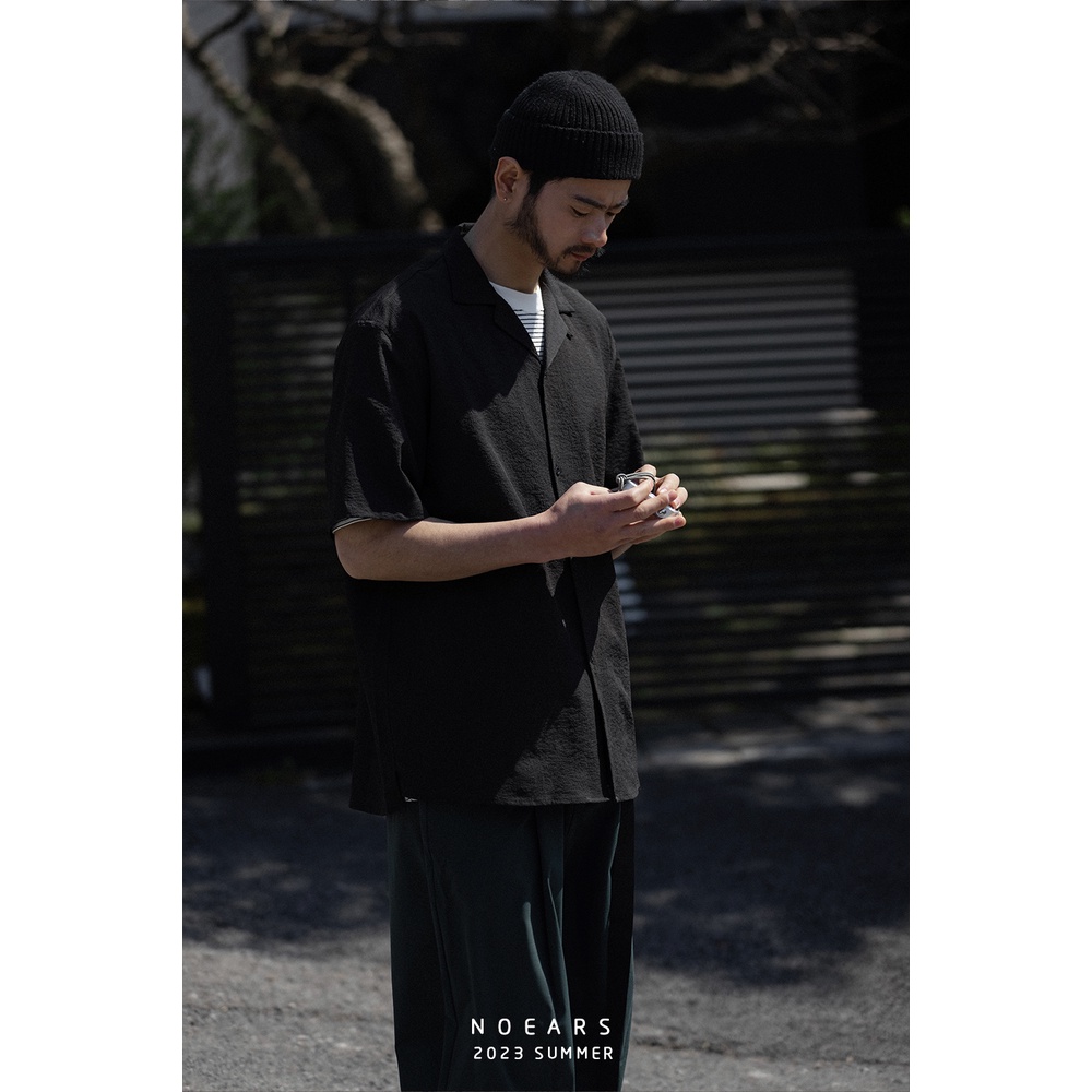 Noears Áo Sơ Mi Trắng Mỏng Nhẹ Dáng Rộng Không Sắt Chống Nhăn Mùa Hè Nhật Bản Đơn Giản Cho Nam