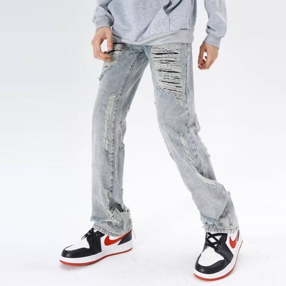 Bzyc Quần Jean Dài Thẳng Cắt Micro Ống Loe Cao Phong Cách Đường Phố Mỹ Thời Trang Mùa Hè Mới Dành Cho Nam