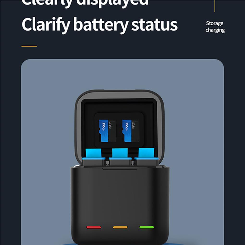 Hộp Sạc Pin GP-BCG-901 3 Kênh USB Type-C Có Dây Cáp Cho Gopro9 Camera