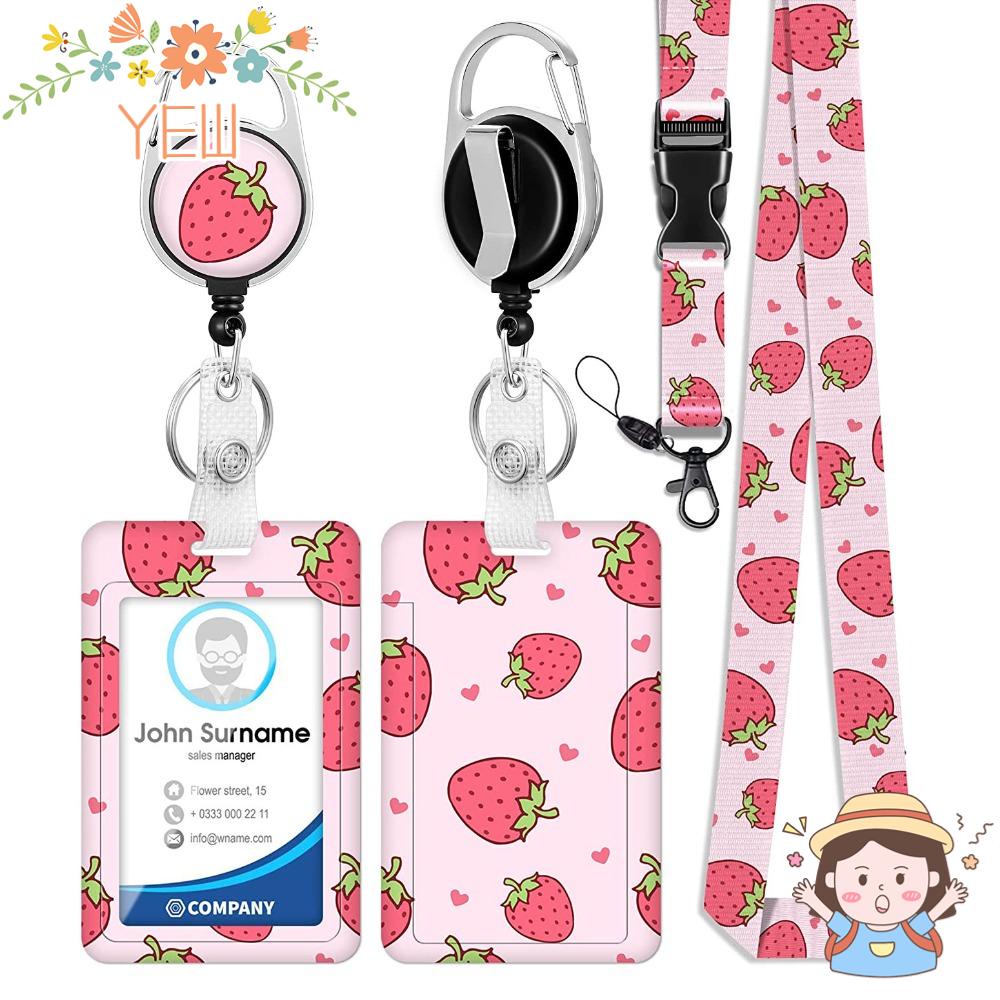 Bao Đựng Thẻ ID / ID Dạng Dọc Màu Hồng Có Dây Đeo Tiện Dụng Cho Văn Phòng