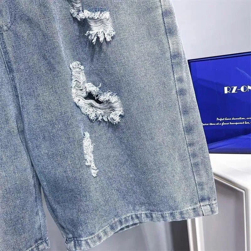 Quần Short Denim Rách Plus Size Thời Trang Mùa Hè 2023 Dành Cho Nam