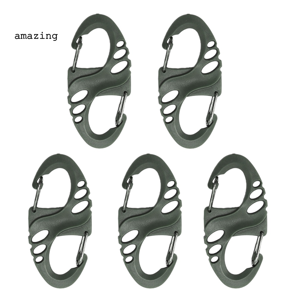 Set 5 Móc Khóa Chữ S Mini Bằng Nhựa Và Thép Gọn Nhẹ Tiện Dụng Cho Hoạt Động Leo Núi Ngoài Trời