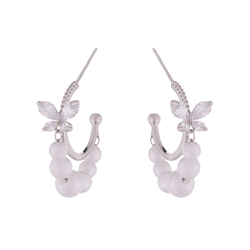 Bông Tai Hình Bướm Đính Ngọc Trai Nhân Tạo Thời Trang Hàn Quốc