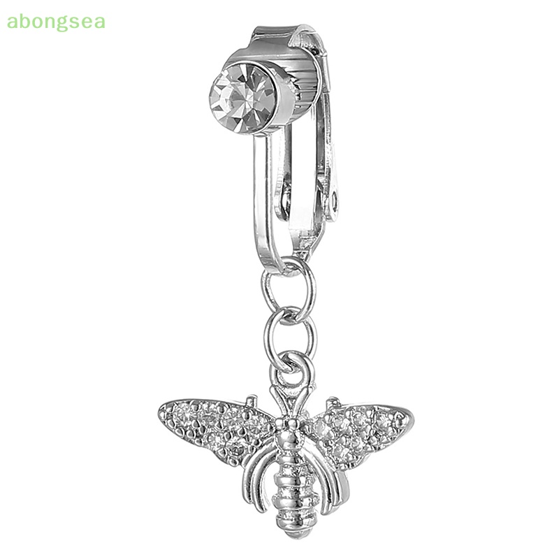 Abongsea Khuyên Rốn Đính Đá Zircon Bằng Thép Không Cần Khoan Lỗ Hình Ong Sáng Tạo Quyến Rũ