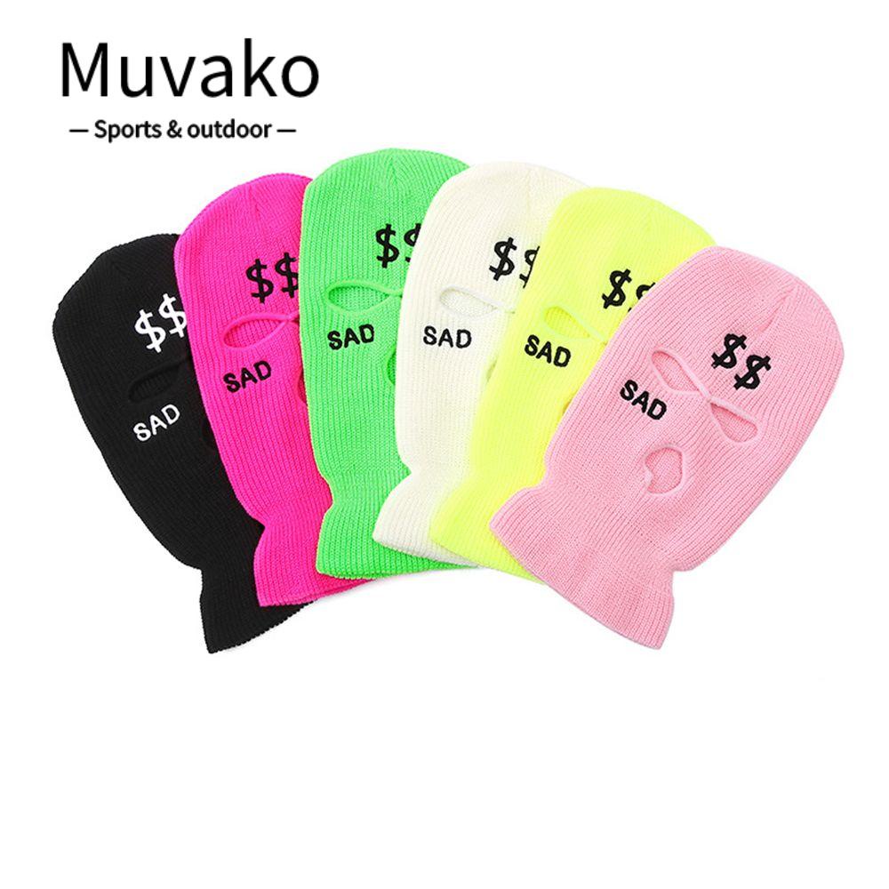 MUVAKO Mũ Beanie Dệt Kim 3 Lỗ Phong Cách Hip Hop