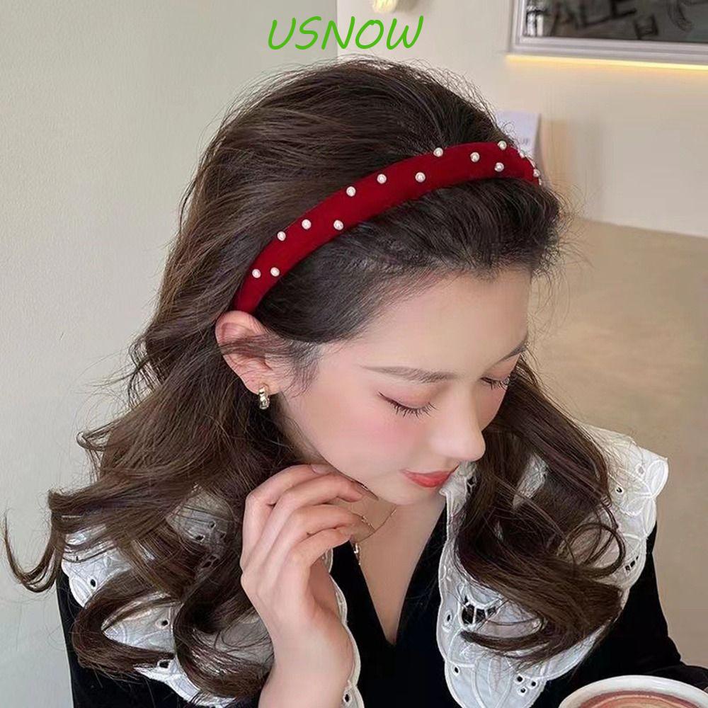 USNOW Băng Đô Cài Tóc Bằng Vải Nhung Mỏng Thời Trang Cho Nữ