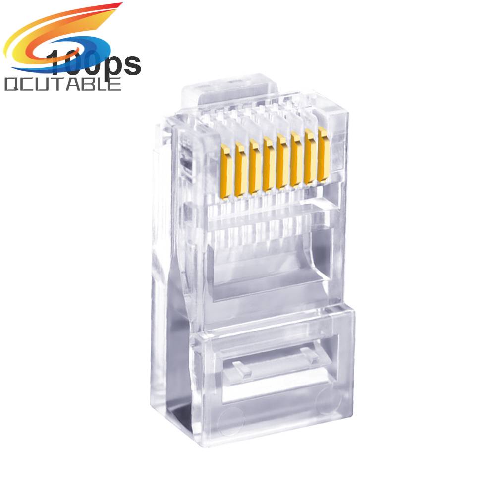 Set 100 Đầu Nối Mạ Vàng RJ45 Cat5 8P8C UTP Mạng Chuyên Dụng