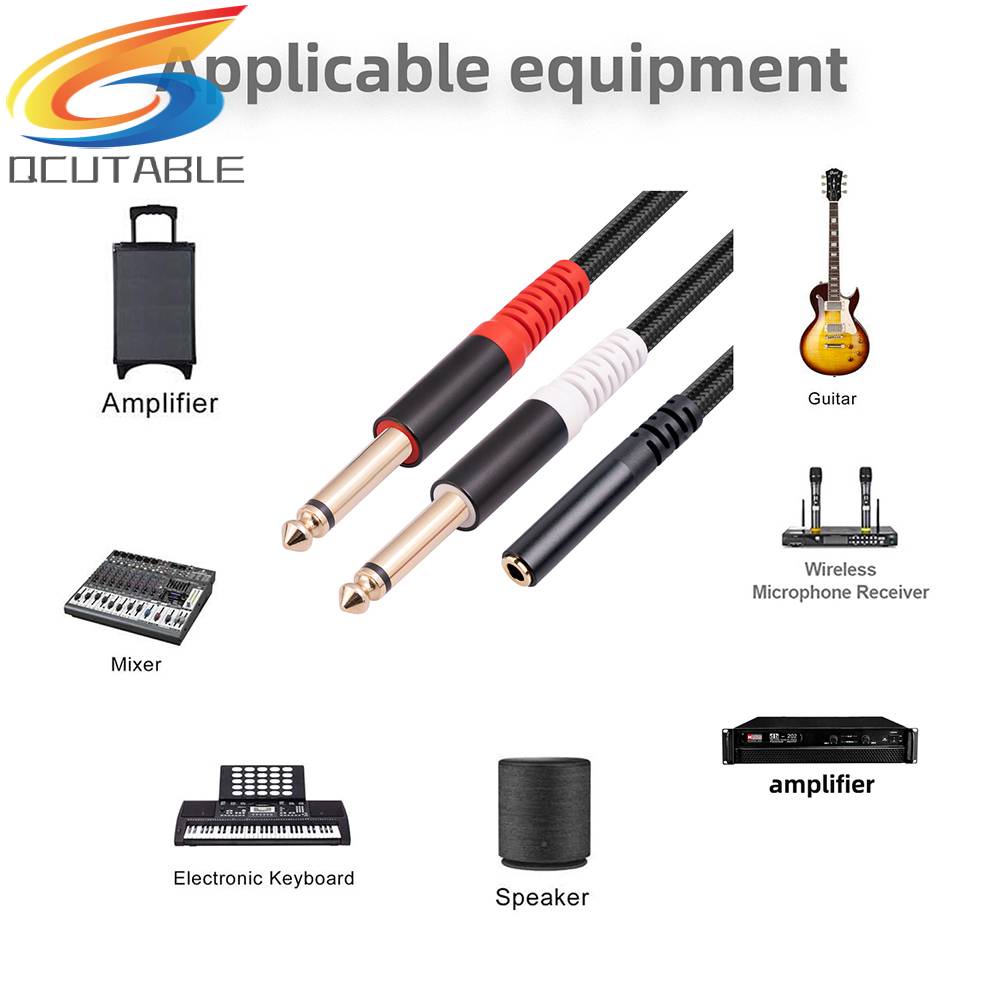 Dây Cáp Âm Thanh 3.5mm Đầu Cái Sang Đầu Đực 6.35mm Dài 0.3m Cho Loa Trộn