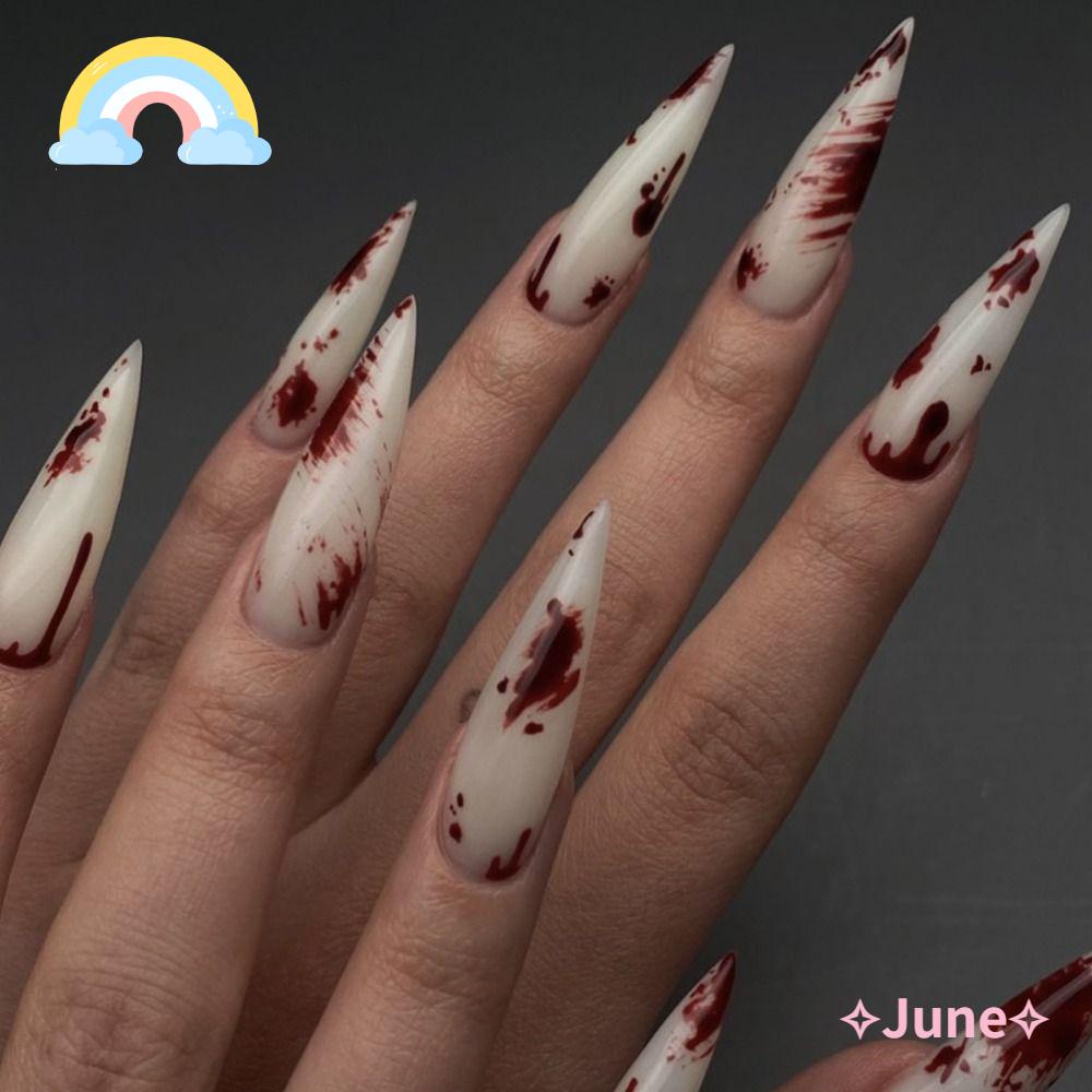 JUNE Bộ Móng Tay Giả Che Phủ Toàn Diện Có Thể Tháo Rời Cho Nữ