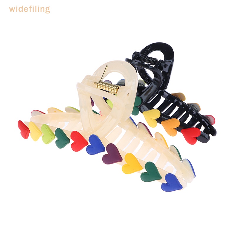 Kẹp Tóc Càng Cua / Cá Mập Bản Rộng Trang Trí Hình Trái Tim Đáng Yêu Thanh Lịch Dành Cho Bạn Nữ