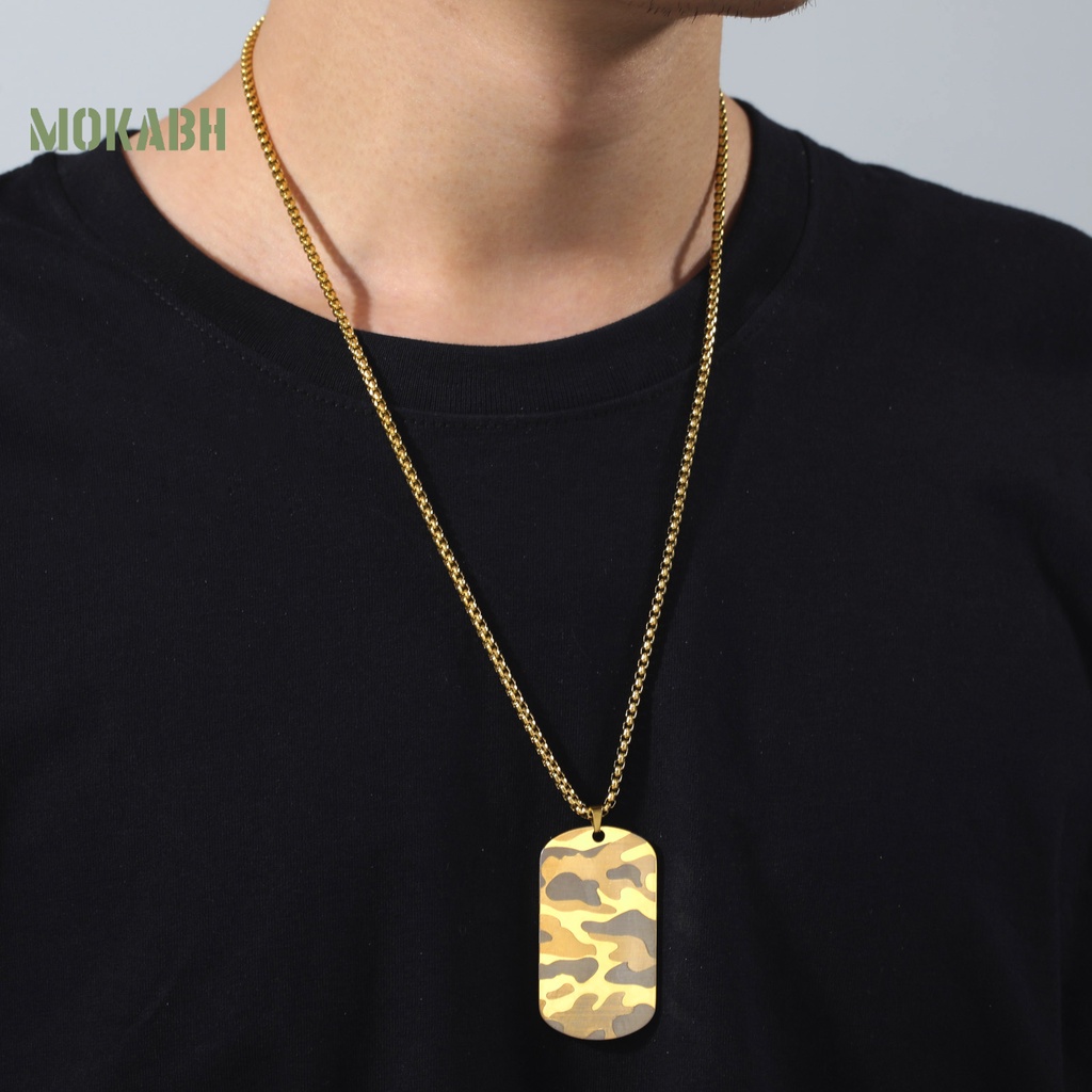 [Mok Abh] Vòng Cổ Bằng Thép Không Gỉ Mạ Điện Mặt Hình Học Phong Cách Hip Hop Thời Trang Cho Nam Mặc Hàng Ngày