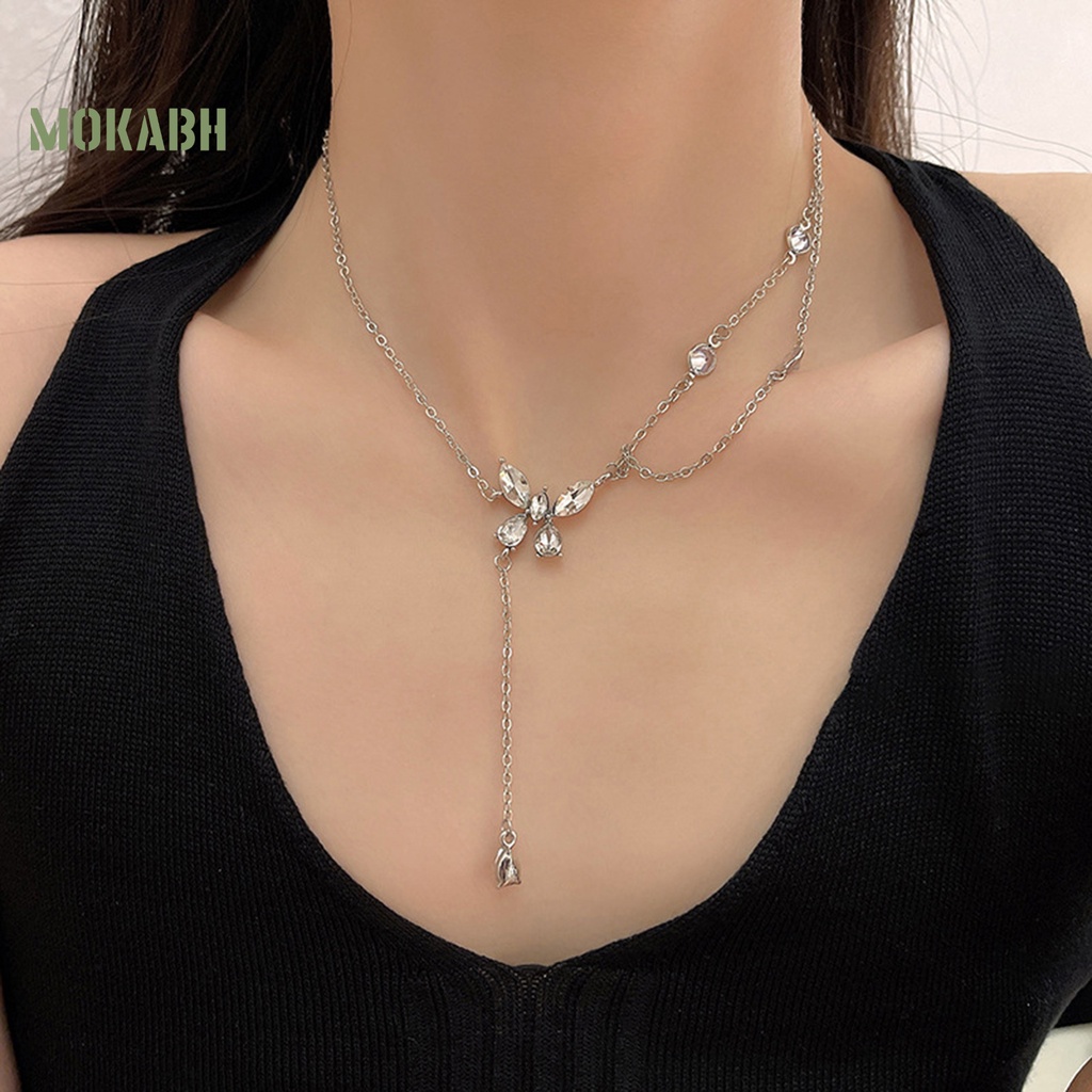 Vòng cổ Hai Lớp Họa Tiết Hình Con Bướm Đính Đá Thời Trang Dành Cho Nữ