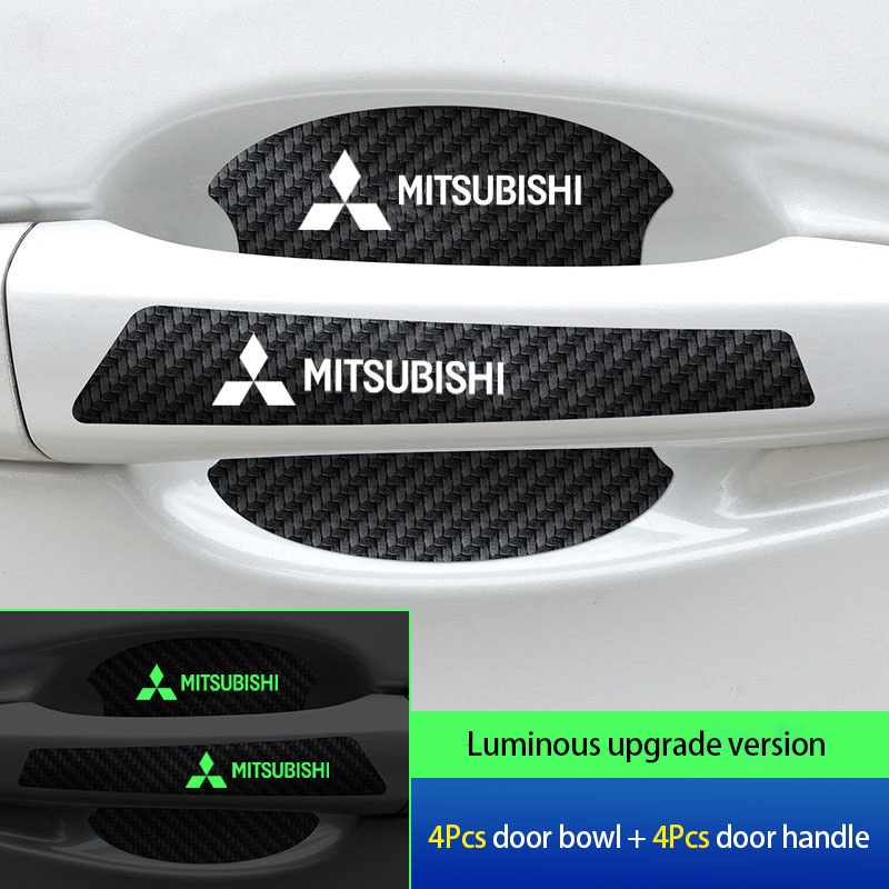 Miếng Dán Họa Tiết Sợi Carbon Màu Dạ Quang Bảo Vệ Cửa Xe Hơi Mitsubishi Xpander Delica Pajero Sport L200 Fuso Eclipse Cross Attrage Mirage G4 Triton
