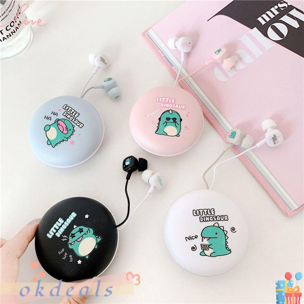 Tai Nghe Có Dây OKDEALS 3.5mm Màu Trắng / Hồng / Đen / Xanh Dương Kèm Hộp Đựng