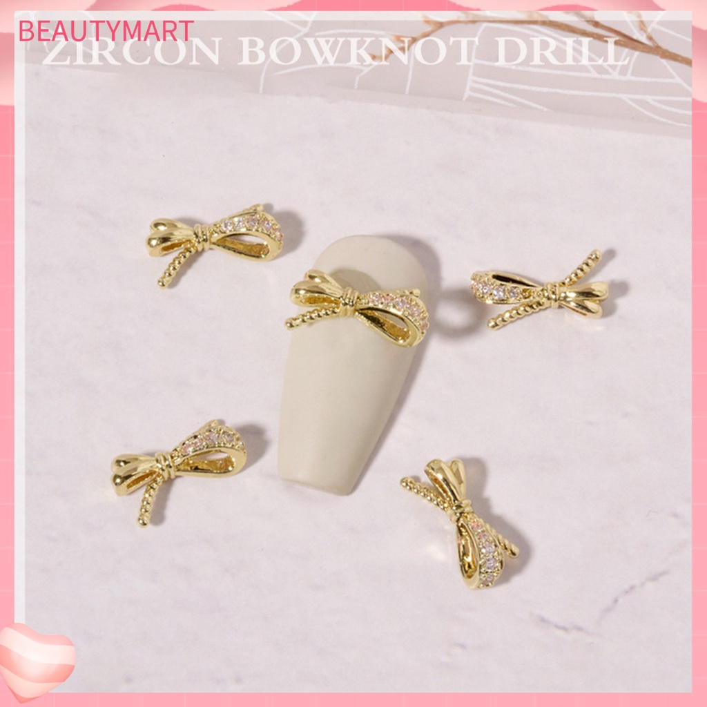 Phụ Kiện Đính Đá Zircon Hình Nơ Siêu Sáng Bóng Trang Trí Móng Tay DIY