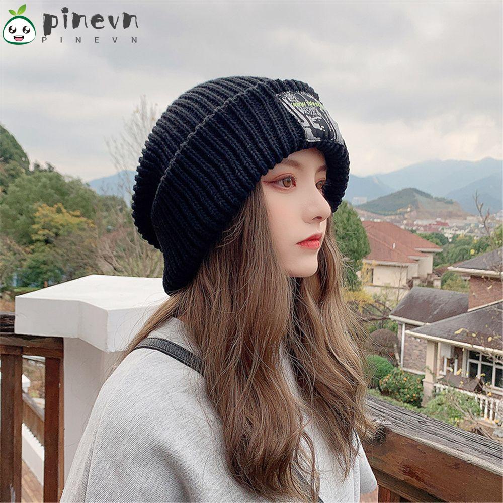 PINEVN Mũ Beanie Dệt Kim Oversized Phong Cách Hàn Quốc