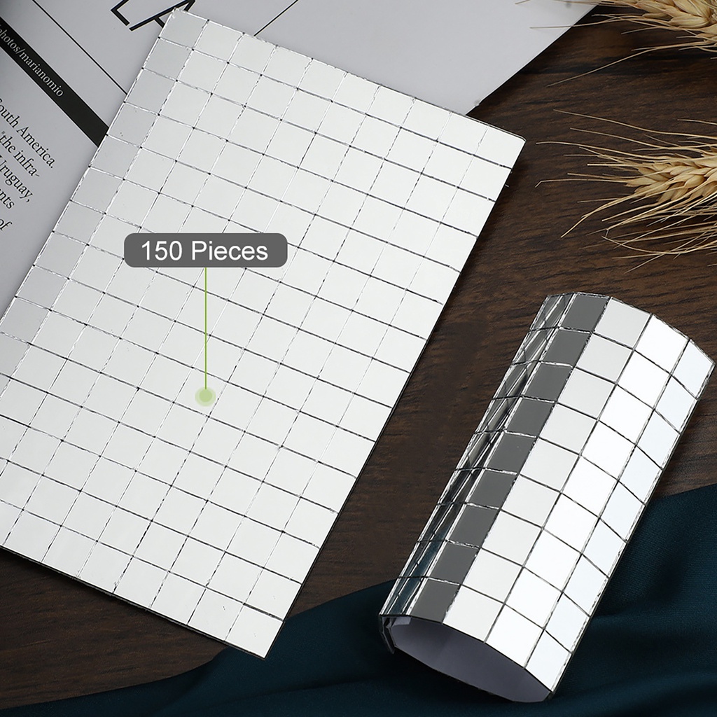 Gương Dán Tường Tự Dính Mini Màu Sắc Bạc Lấp Lánh Trang Trí Tiệc DIY