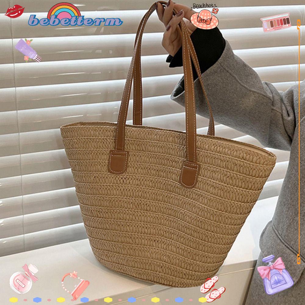 BEBETTERM Túi Xách Đan Rơm Thời Trang Mùa Hè Phong Cách Vintage