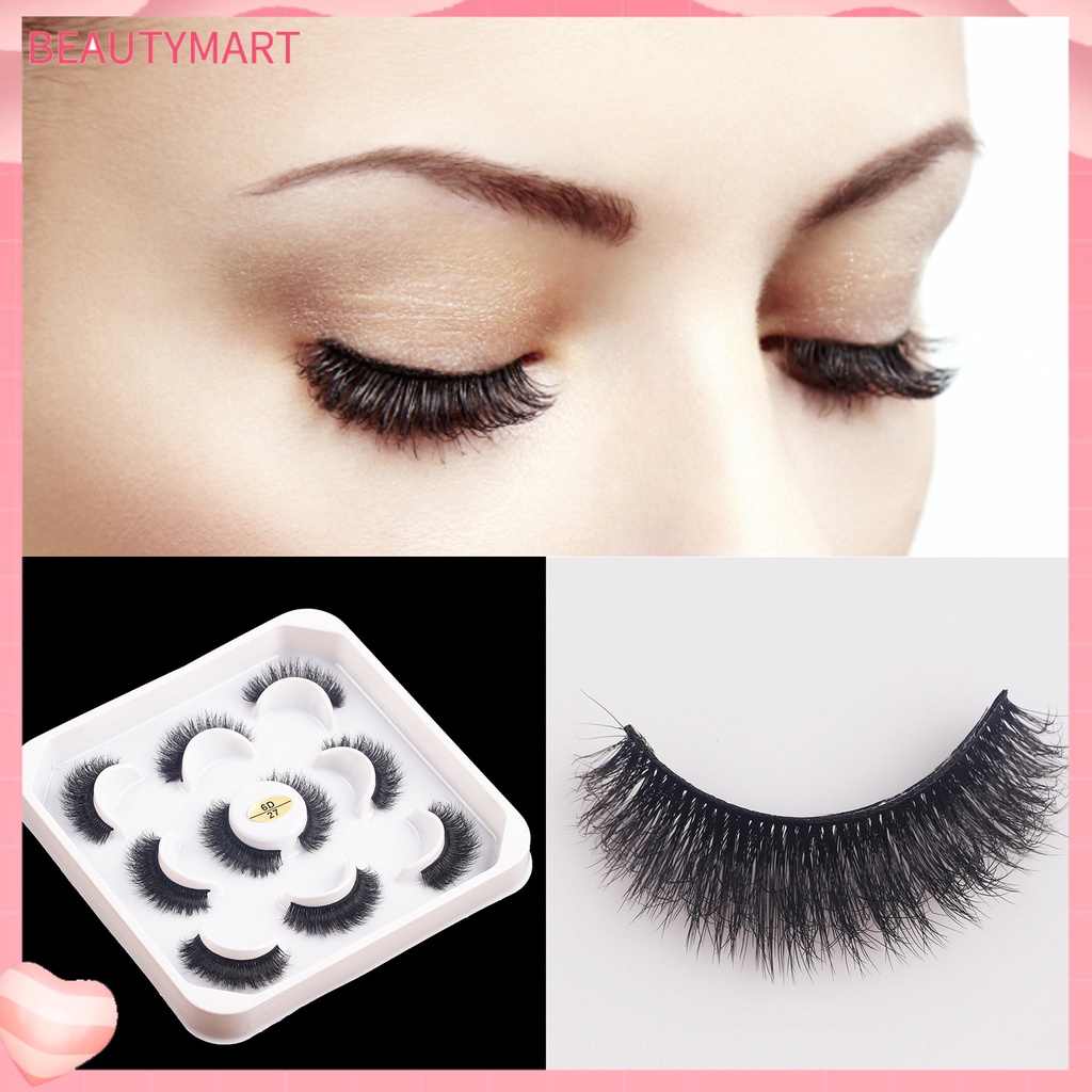 Hộp 5 Cặp Lông Mi Giả Dày 6D Tạo Hiệu Ứng Trang Điểm Làm Đẹp Cho Nữ
