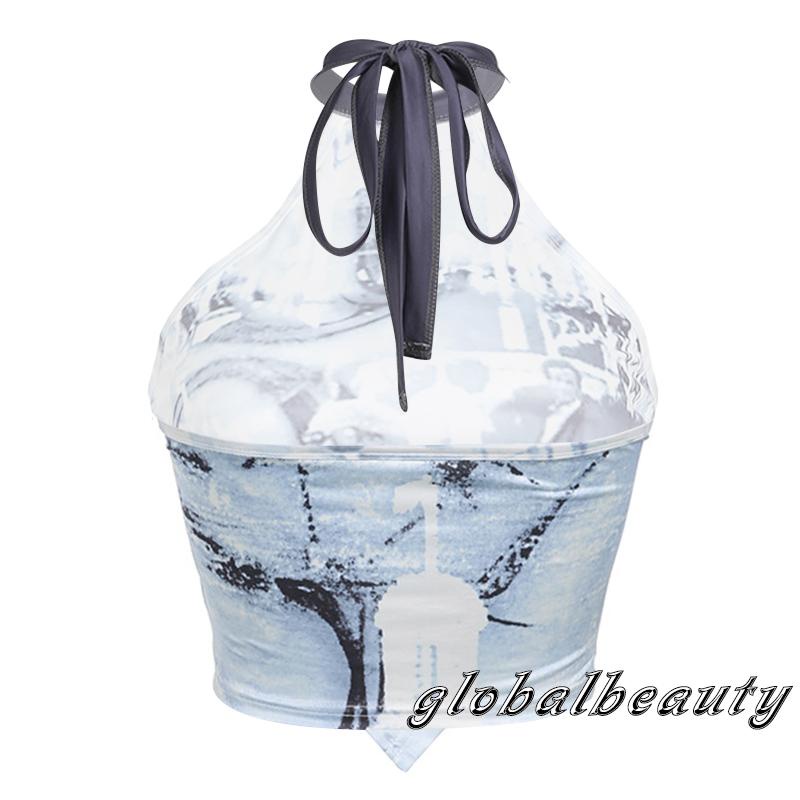 Áo Hai Dây Hở Lưng Dáng Ôm In Họa Tiết Phong Cách Cổ Điển Thời Trang Mùa Hè Quyến Rũ Cho Nữ