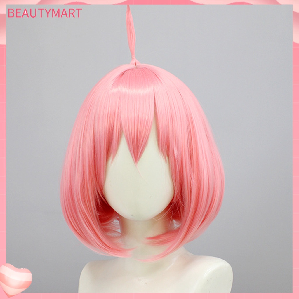 Bộ Tóc Giả Ngắn Bằng Sợi Tổng Hợp Màu Hồng Bóng Mượt Mà Chịu Nhiệt Độ Cao Cosplay Nhân Vật Anime
