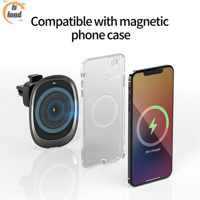 Giá Đỡ Điện Thoại Kiêm Sạc Nhanh Không Dây Từ Tính 15w Cổng Usb Type c Cho Xe Hơi