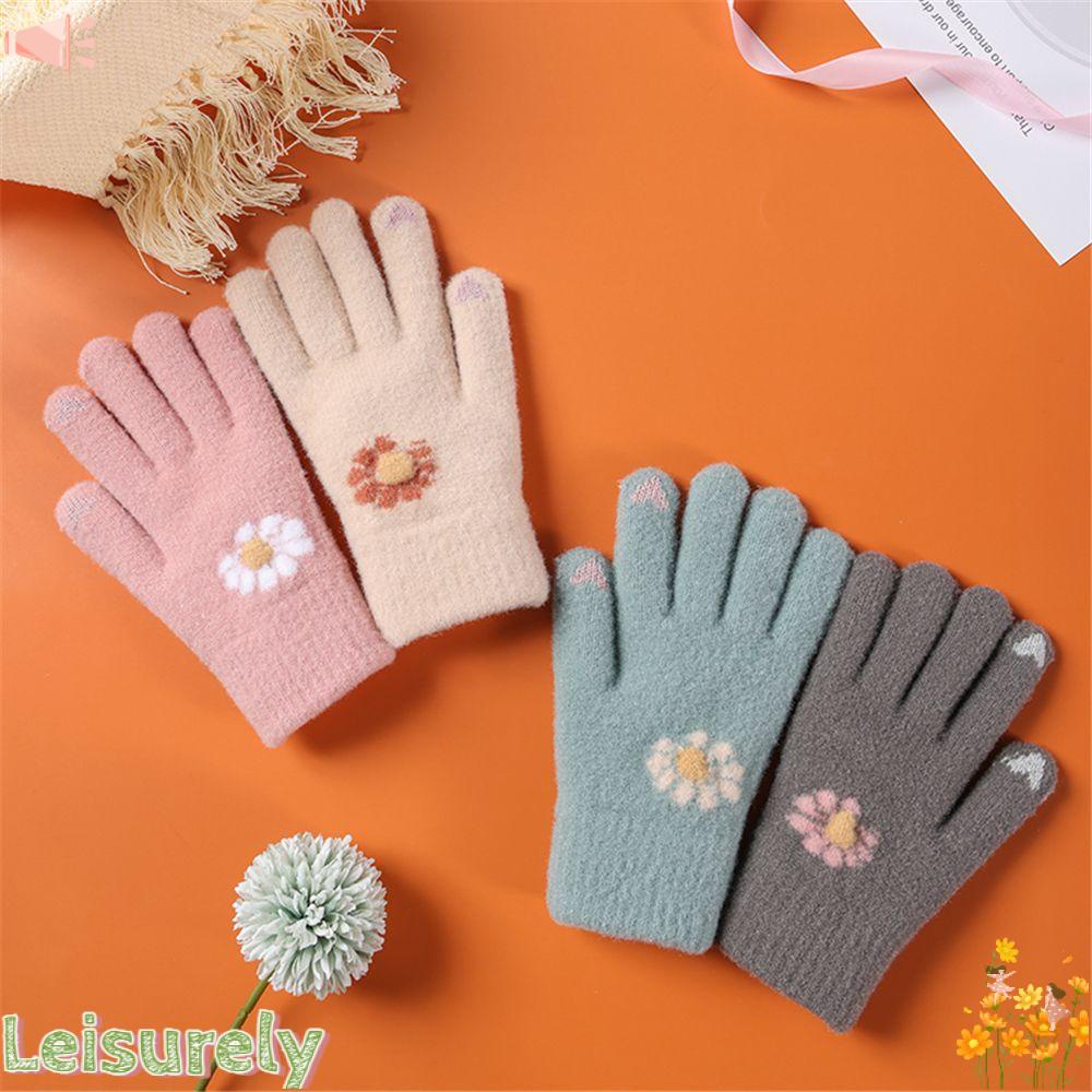 LEILY Găng Tay Len Hở Ngón Co Dãn Thời Trang Cho Nữ