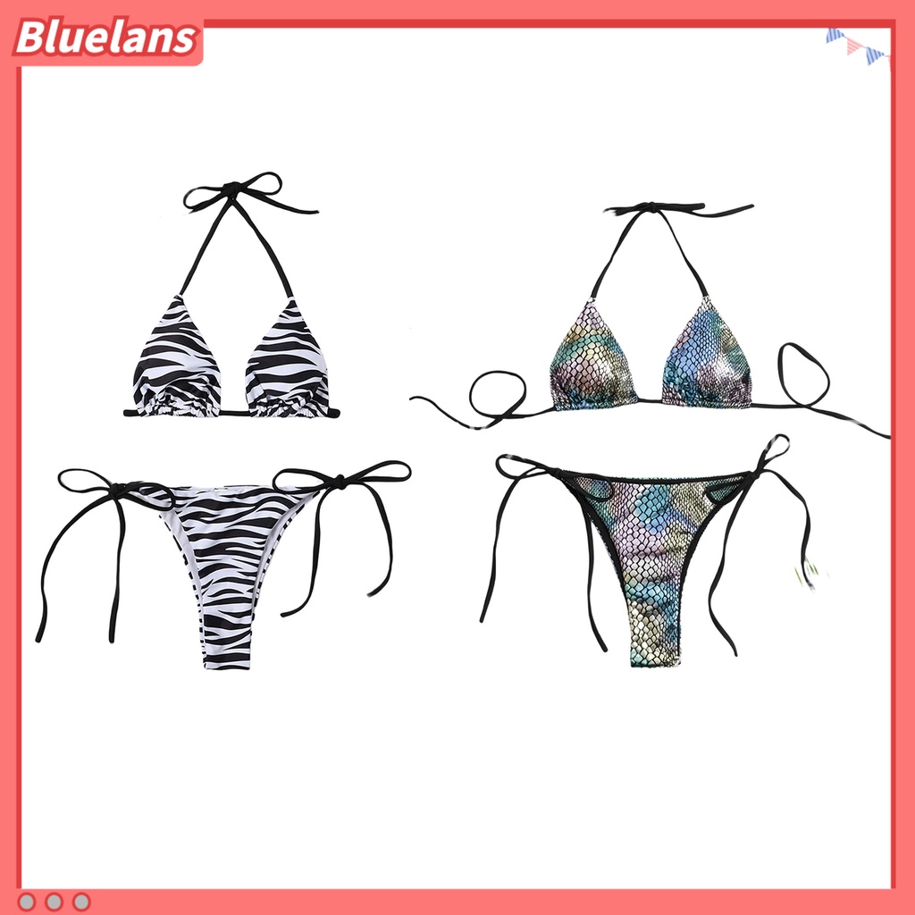 Bộ Bikini Họa Tiết Ngựa Vằn Có Dây Điều Chỉnh Nhanh Khô Quyến Rũ Cho Nữ