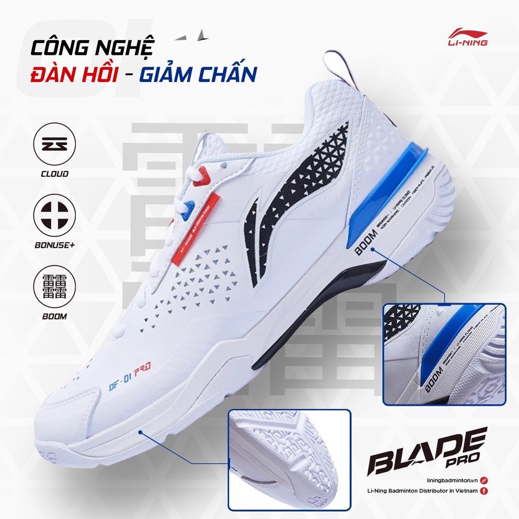 Giày Cầu Lông Lining Blade PRO AYAT005-1 Màu Trắng Chính hãng Chuyên nghiệp
