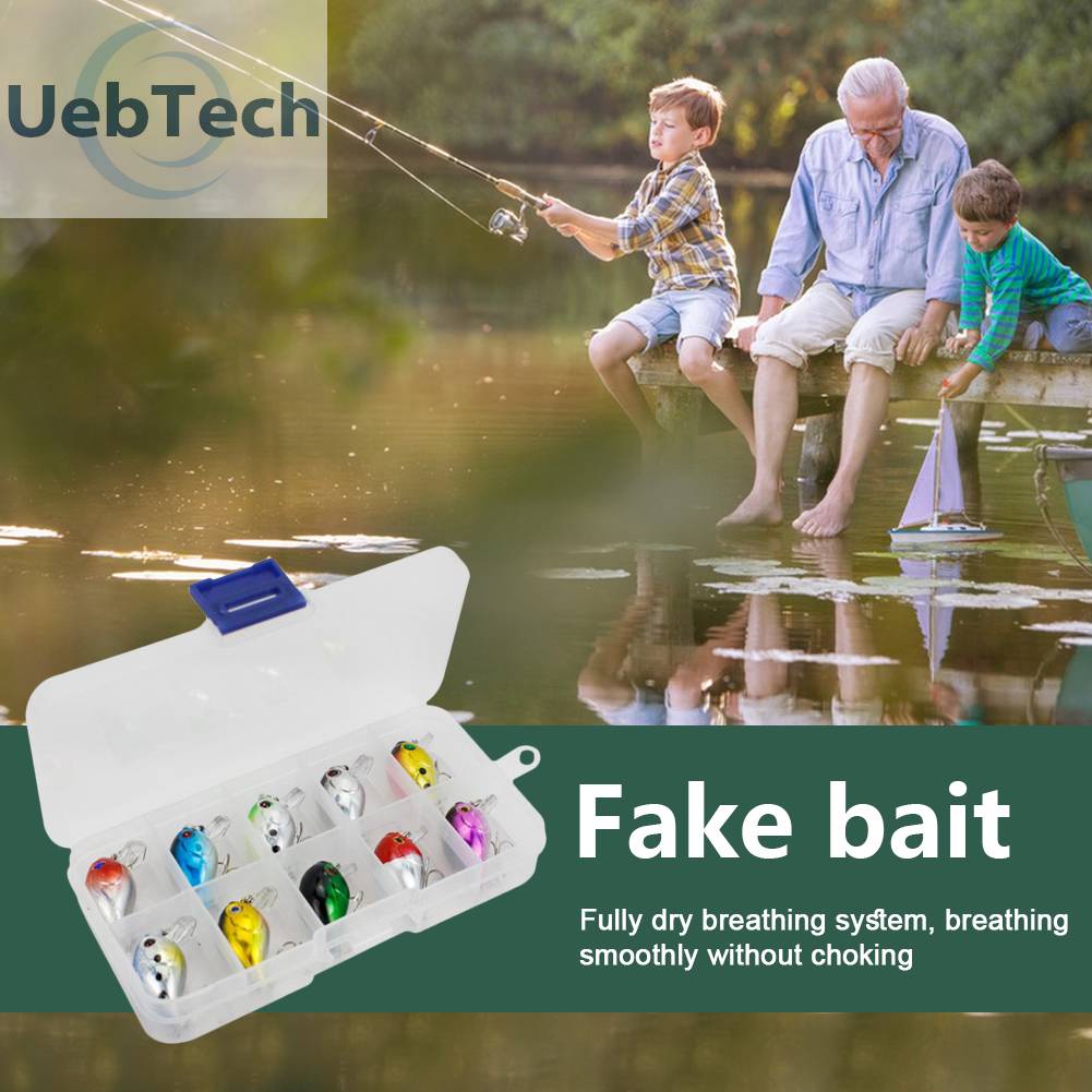 Set 10 Mồi Giả Nhử Cá Bằng Nhựa Gắn Kèm Móc Câu