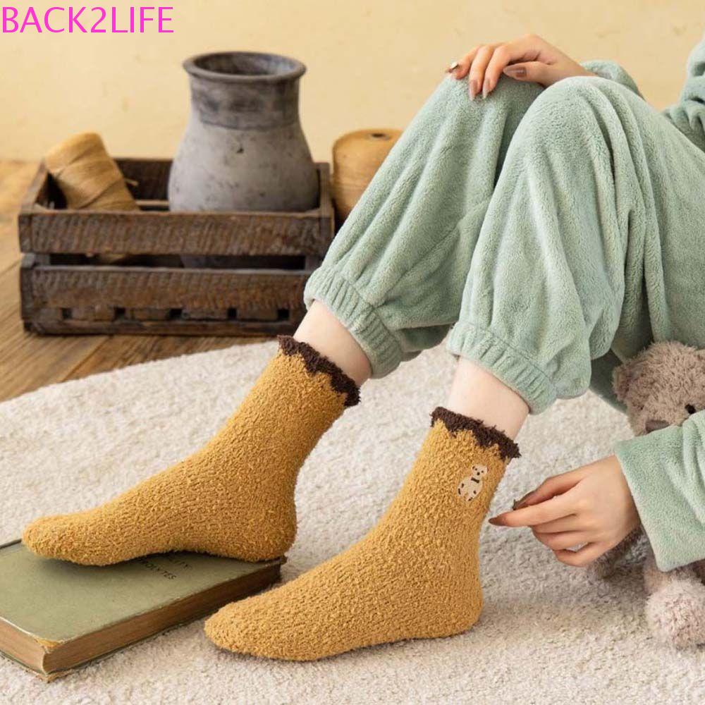 BACK2LIFE Vớ Ngủ Màu Trơn Mềm Mại Ấm Áp Cho Nữ